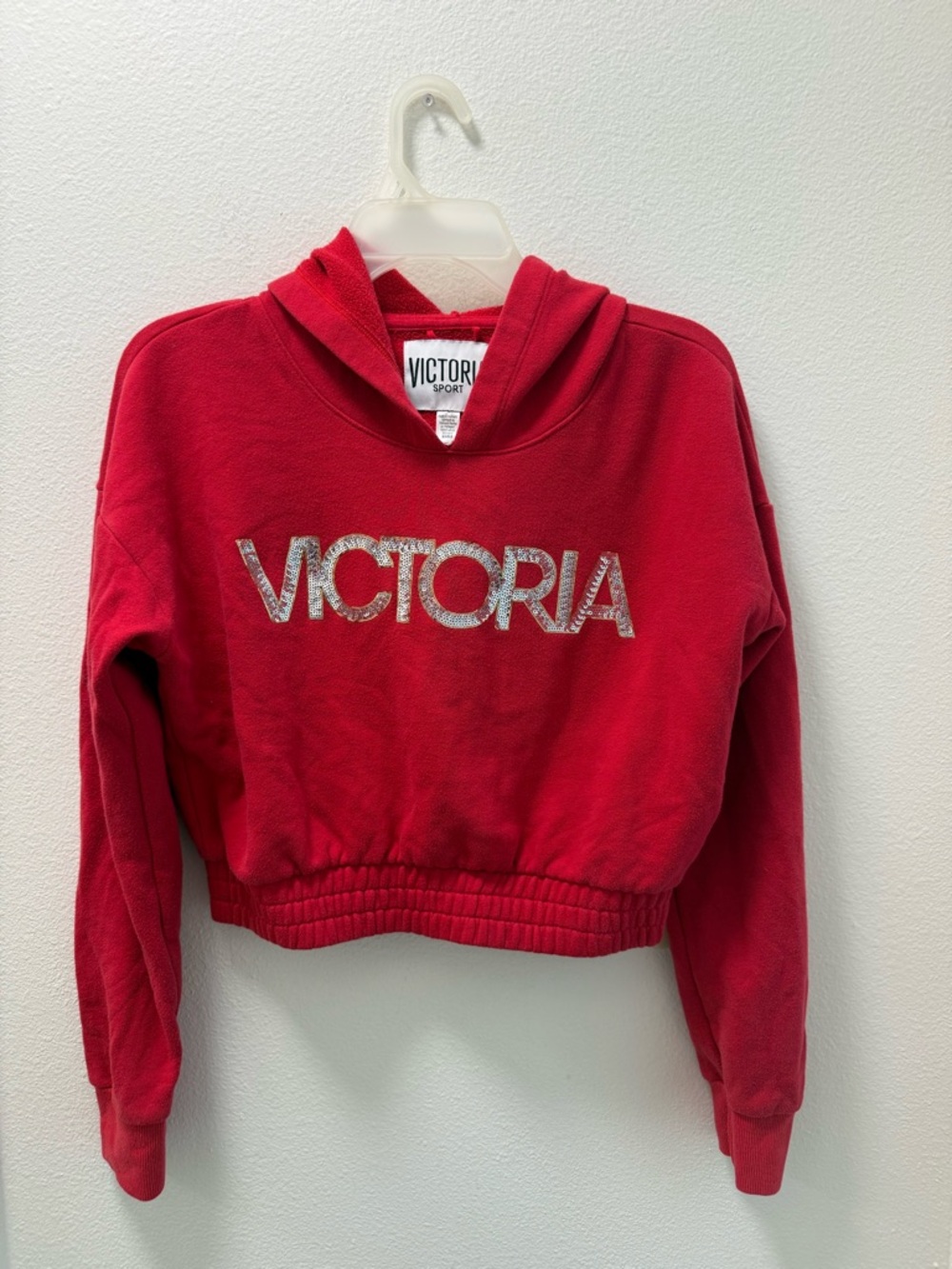Victoria's Secret Red Cropped Hoodie with Logo